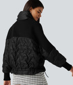 High Neck Long Sleeve Casual Padded Jacket with Pockets — Black — view 5