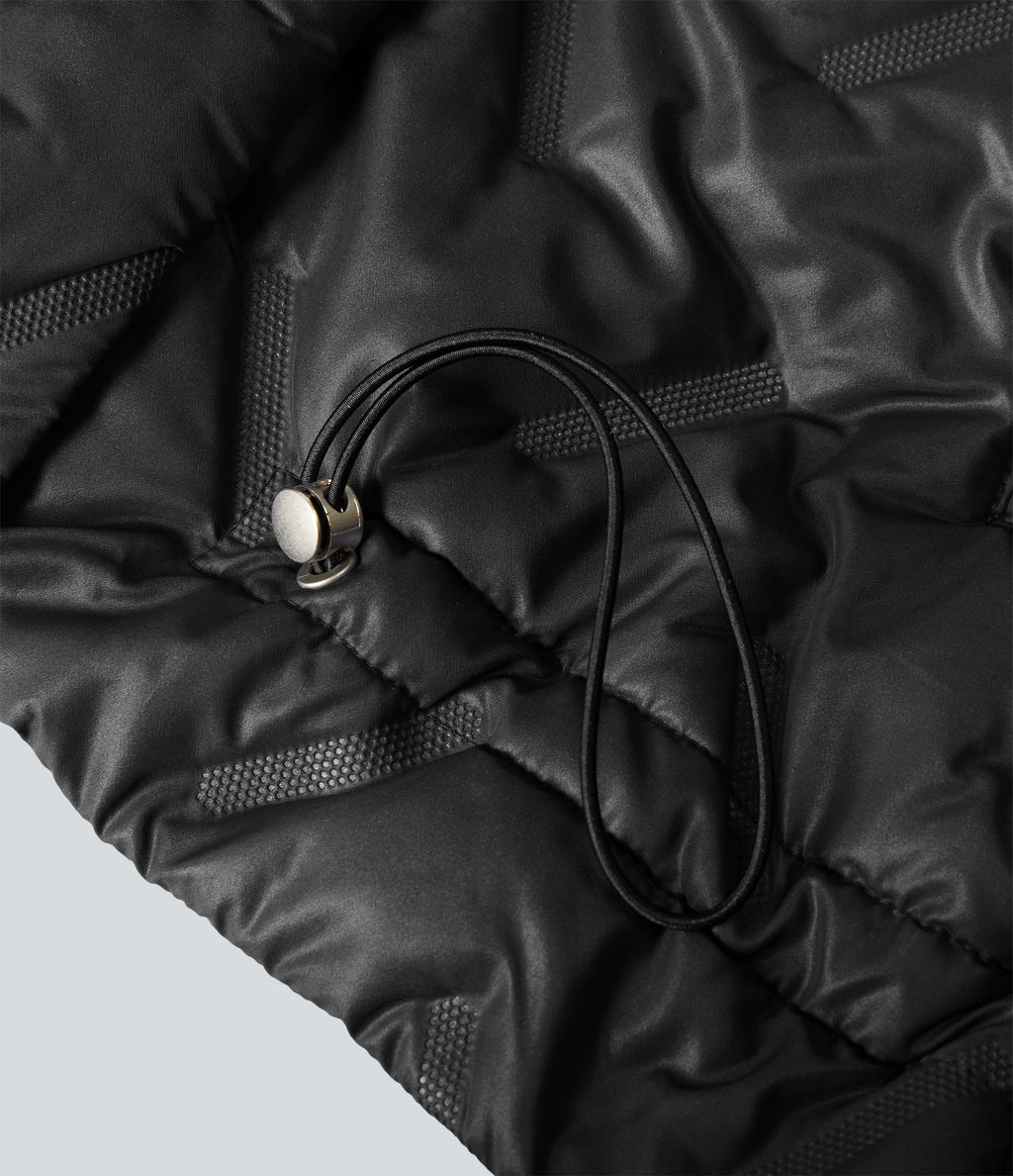 High Neck Long Sleeve Casual Padded Jacket with Pockets — Black — view 8