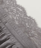 Low Rise Wide Leg Darwstring Contrast Lace Casual Sweatpants with Pockets — Mottled Earth Gray — view 8