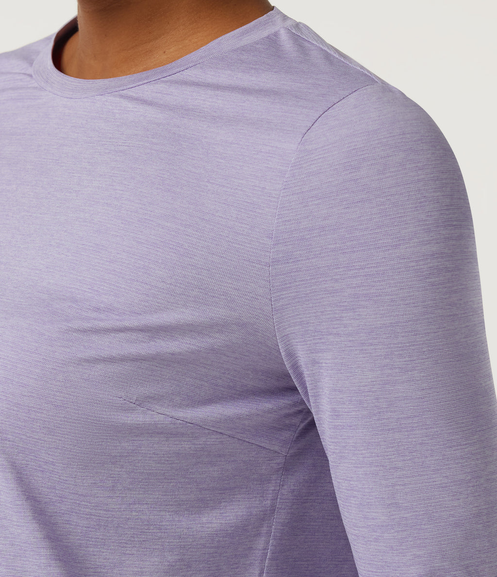 Round Neck Long Sleeve Quick Dry Yoga Top — Hazy Sky — view 5