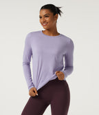 Round Neck Long Sleeve Quick Dry Yoga Top — Hazy Sky — view 4