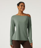 Long Sleeve Tie Back Long Sleeve Quick Dry Yoga Sports Top — Iceberg Green — view 4