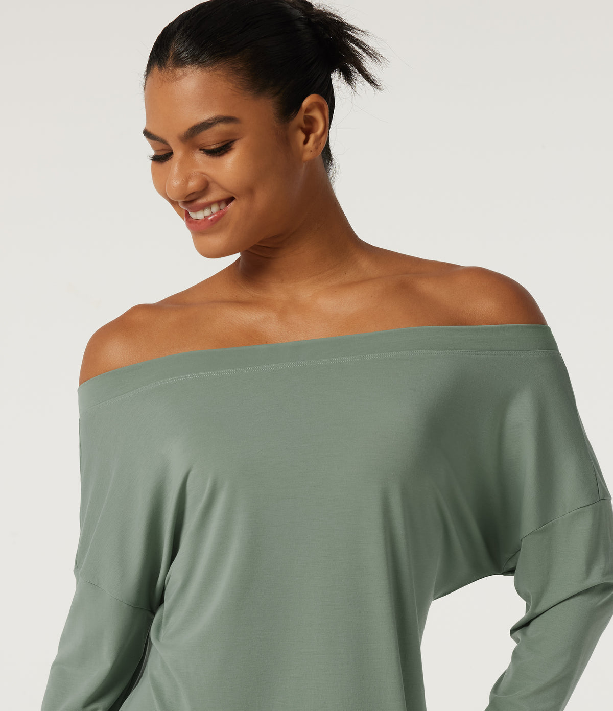Long Sleeve Tie Back Long Sleeve Quick Dry Yoga Sports Top — Iceberg Green — view 6