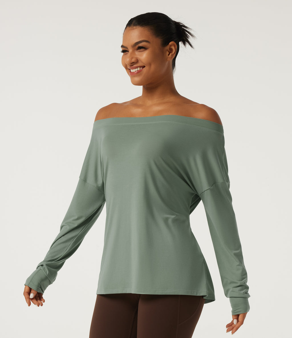 Long Sleeve Tie Back Long Sleeve Quick Dry Yoga Sports Top — Iceberg Green — view 3