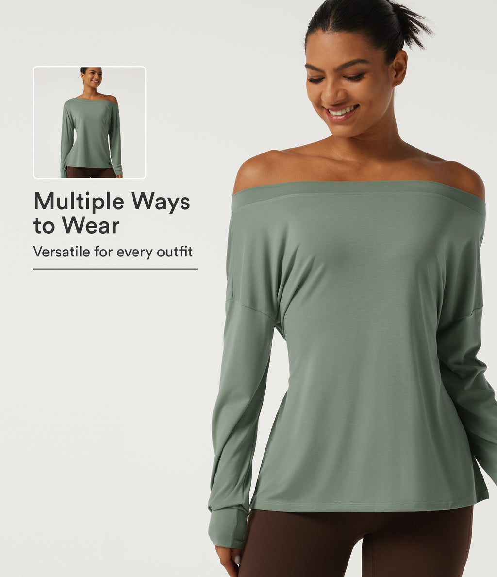Long Sleeve Tie Back Long Sleeve Quick Dry Yoga Sports Top — Iceberg Green — view 1