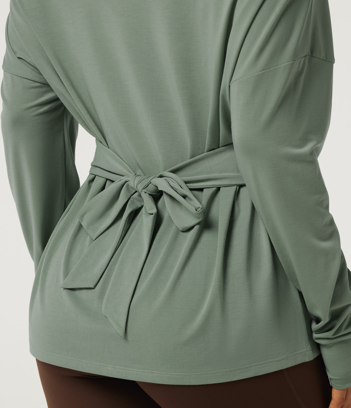 Long Sleeve Tie Back Long Sleeve Quick Dry Yoga Sports Top — Iceberg Green — view 7
