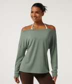 Long Sleeve Tie Back Long Sleeve Quick Dry Yoga Sports Top — Iceberg Green — view 5
