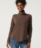 High Neck Long Sleeve Asymmetric Casual Top — Carafe — view 1