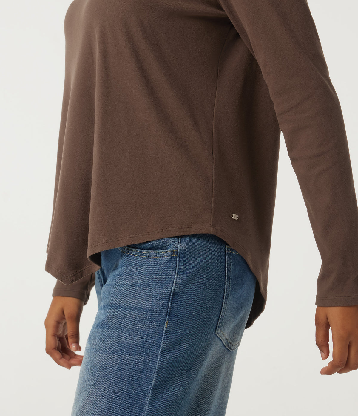 High Neck Long Sleeve Asymmetric Casual Top — Carafe — view 6