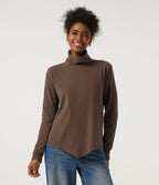High Neck Long Sleeve Asymmetric Casual Top — Carafe — view 4