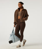 Turtleneck Long Sleeve Yoga Sherpa Jacket with Pockets — Thrush — view 6