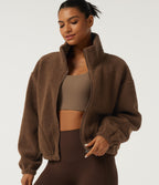 Turtleneck Long Sleeve Yoga Sherpa Jacket with Pockets — Thrush — view 4