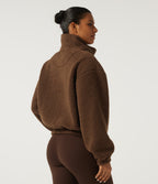 Turtleneck Long Sleeve Yoga Sherpa Jacket with Pockets — Thrush — view 2