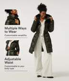 Hooded Long Sleeve Quilted Puffer Work Padded Jacket with Pockets — Shadow Fern — view 1
