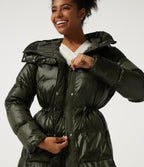 Hooded Long Sleeve Quilted Puffer Work Padded Jacket with Pockets — Shadow Fern — view 4