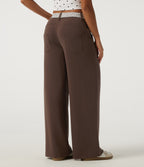 Low Rise Polka Dot Drawstring Foldover Wide Leg Casual Sweatpants with Pockets — Fresh Bark — view 2