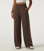 Low Rise Polka Dot Drawstring Foldover Wide Leg Casual Sweatpants with Pockets — Fresh Bark — view 4