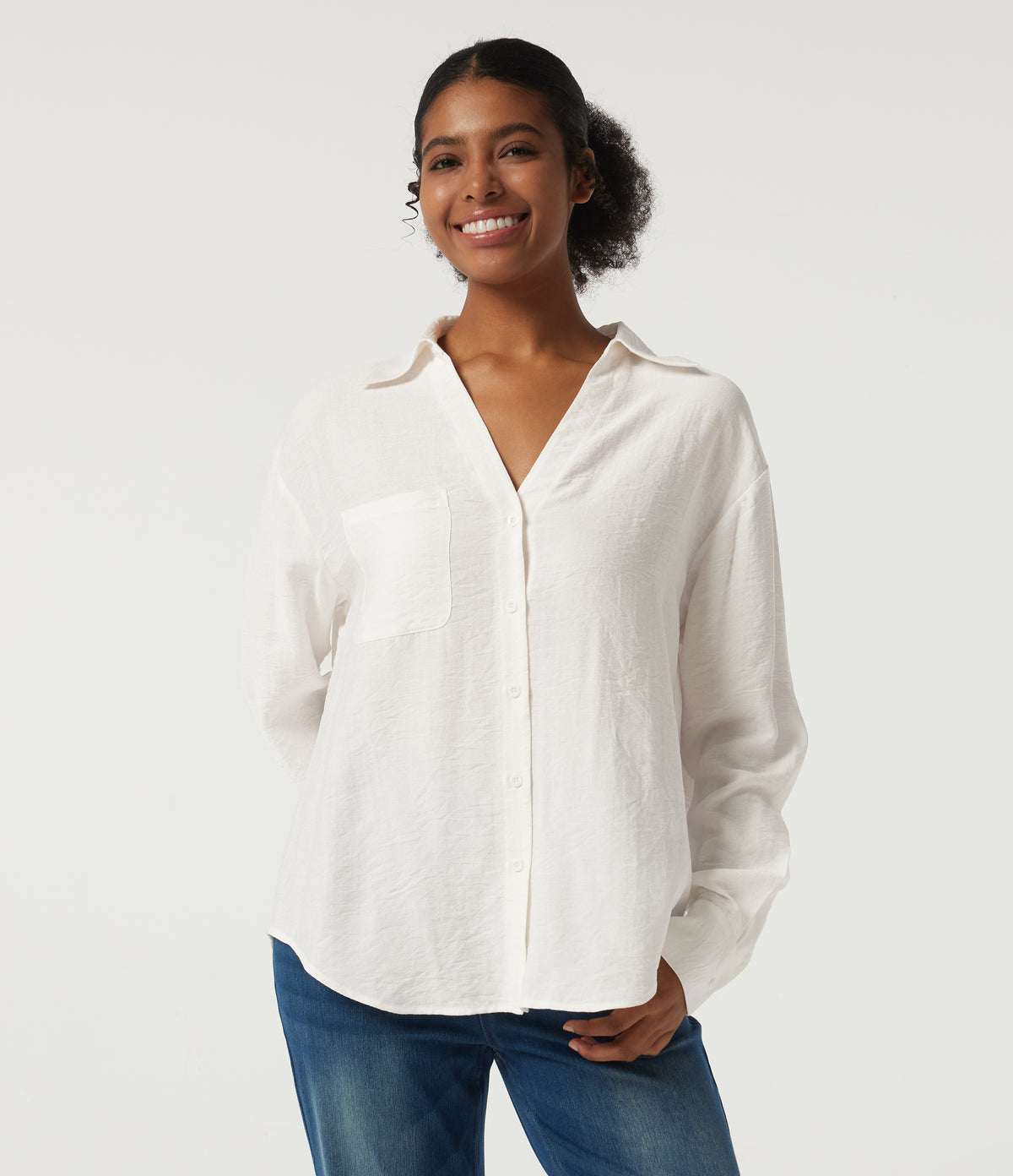 Long Sleeve Work Shirt with Pocket — Cloud Dancer — view 4