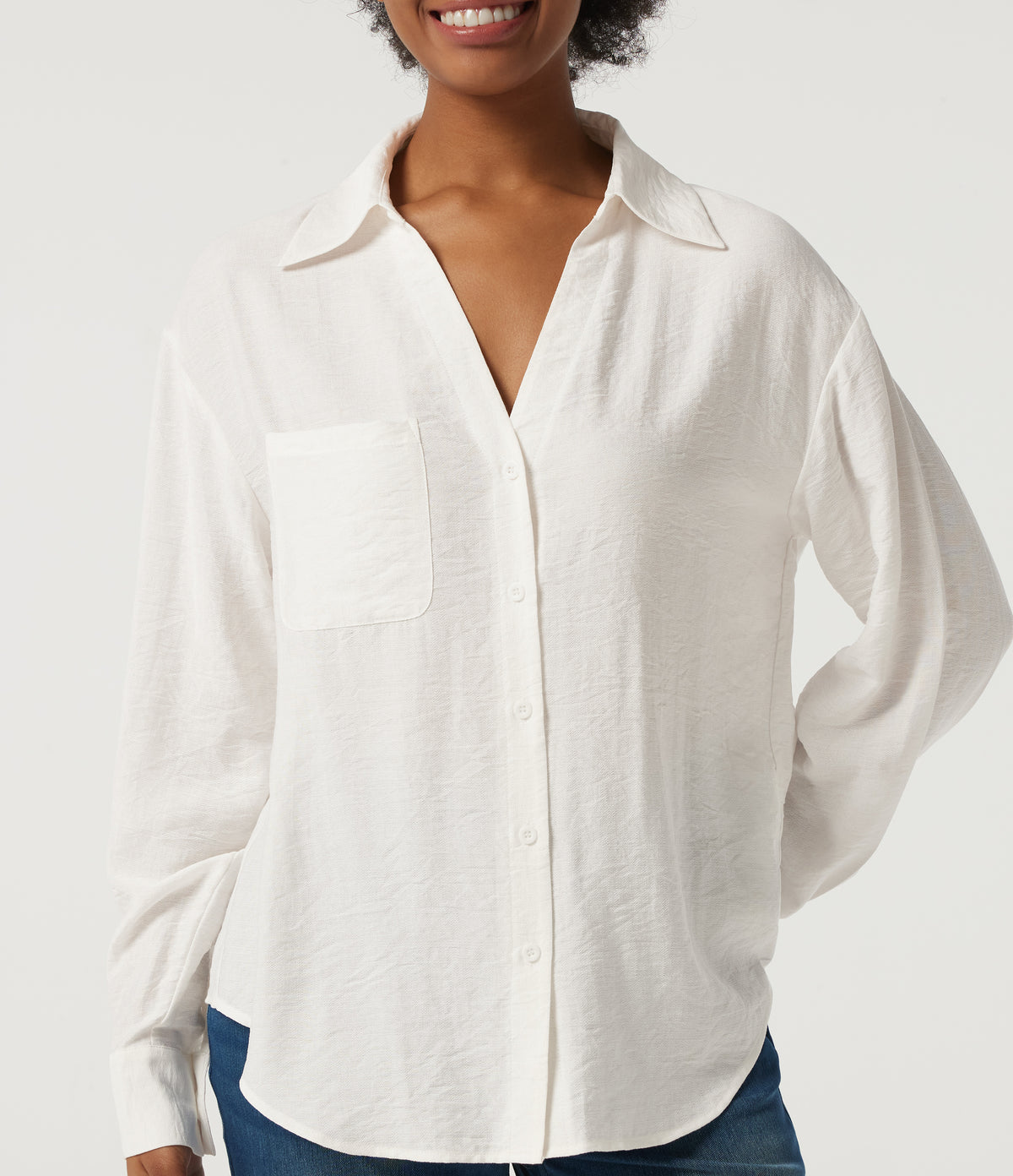 Long Sleeve Work Shirt with Pocket — Cloud Dancer — view 5