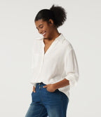 Long Sleeve Work Shirt with Pocket — Cloud Dancer — view 3