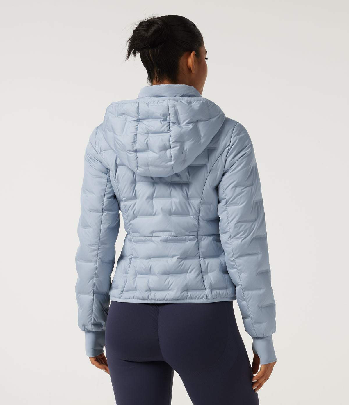 Removable Hood Long Sleeve Quilted Casual Down Jacket with Pockets and Thumb Holes — Angel Falls — view 2