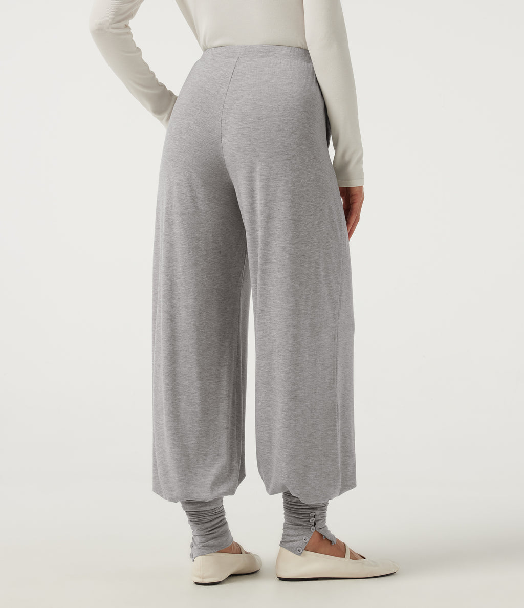 Wind Resistant Mid Rise Wide Leg Casual Trousers with Pockets — Fog Gray — view 2