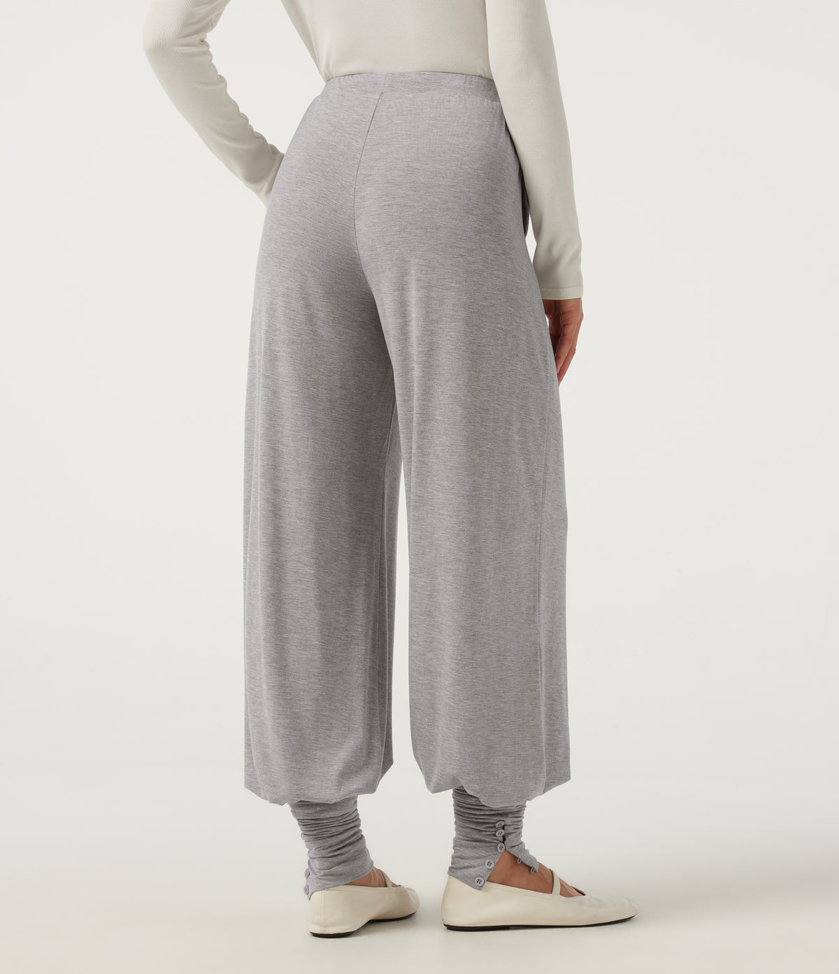 Wind Resistant Mid Rise Wide Leg Casual Trousers with Pockets — Fog Gray — view 2