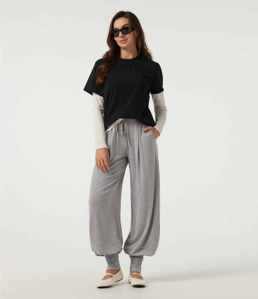 Wind Resistant Mid Rise Wide Leg Casual Trousers with Pockets — Fog Gray — view 7