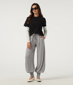 Wind Resistant Mid Rise Wide Leg Casual Trousers with Pockets — Fog Gray — view 7