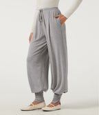 Wind Resistant Mid Rise Wide Leg Casual Trousers with Pockets — Fog Gray — view 3