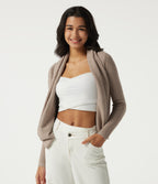 Cowl Neck Long Sleeve Stacked Casual Jumper — Gilded Beige — view 5