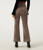 High Waisted Flare Corduroy Casual Trousers with Pockets — Acorn — view 2