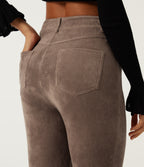 High Waisted Flare Corduroy Casual Trousers with Pockets — Acorn — view 5
