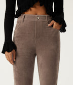 High Waisted Flare Corduroy Casual Trousers with Pockets — Acorn — view 4