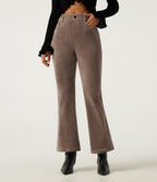 High Waisted Flare Corduroy Casual Trousers with Pockets — Acorn — view 1