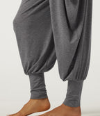 High Waisted Stacked Casual Trousers — Darl Gray Floral Yarn — view 5