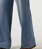 High Waisted Wide Leg Casual Jeans with Pockets — Coronet Blue Denim — view 6