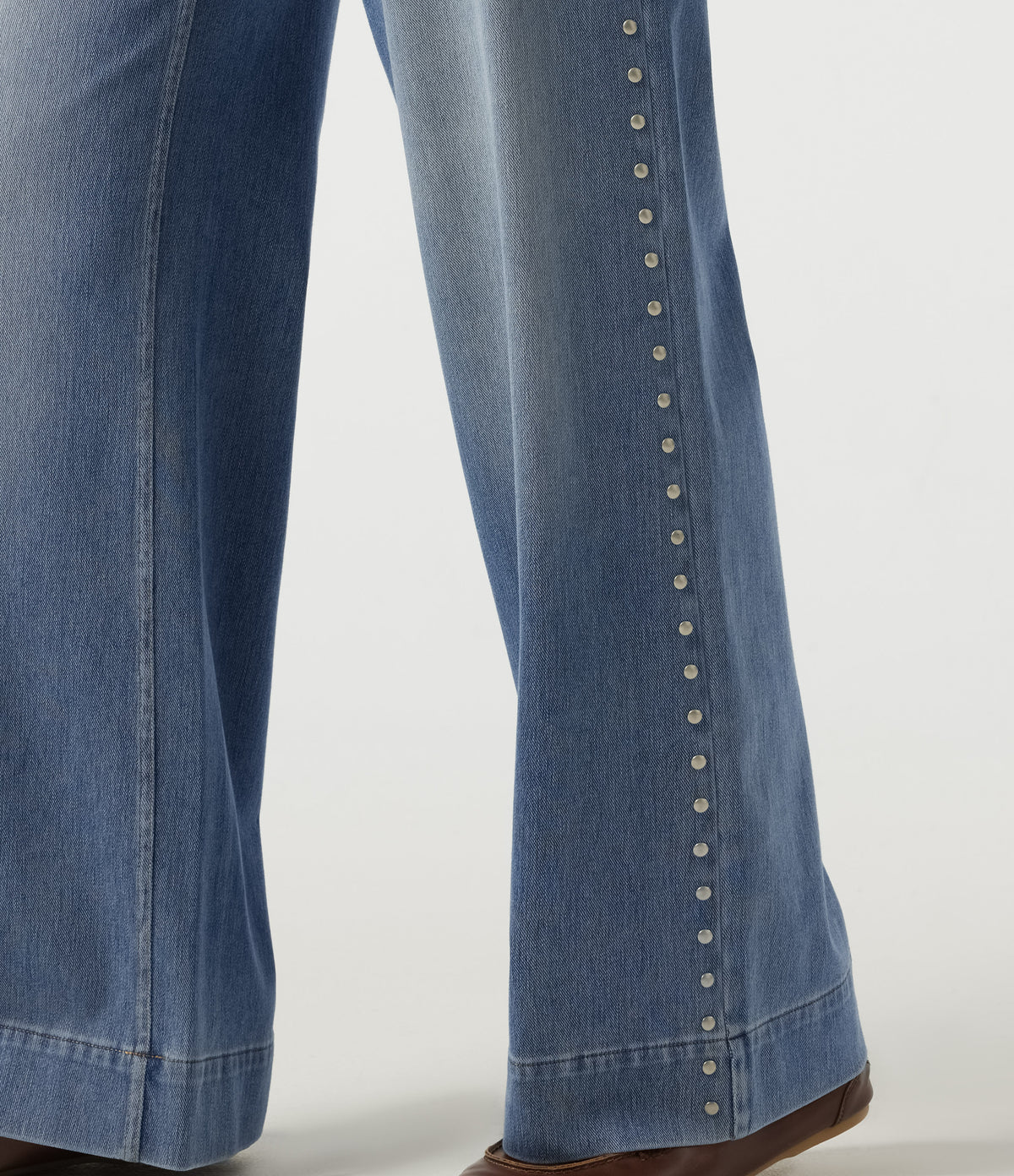 High Waisted Wide Leg Casual Jeans with Pockets — Coronet Blue Denim — view 6