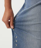 High Waisted Wide Leg Casual Jeans with Pockets — Coronet Blue Denim — view 7
