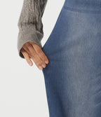 High Waisted Straight Leg Casual Jeans with Pockets — Gulf Stream Blue Denim — view 6