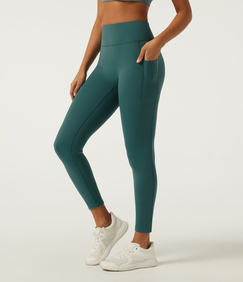 Speedwave Air High Waisted Skinny Contrast Mesh Running Leggings with Pockets — Viridian — view 1