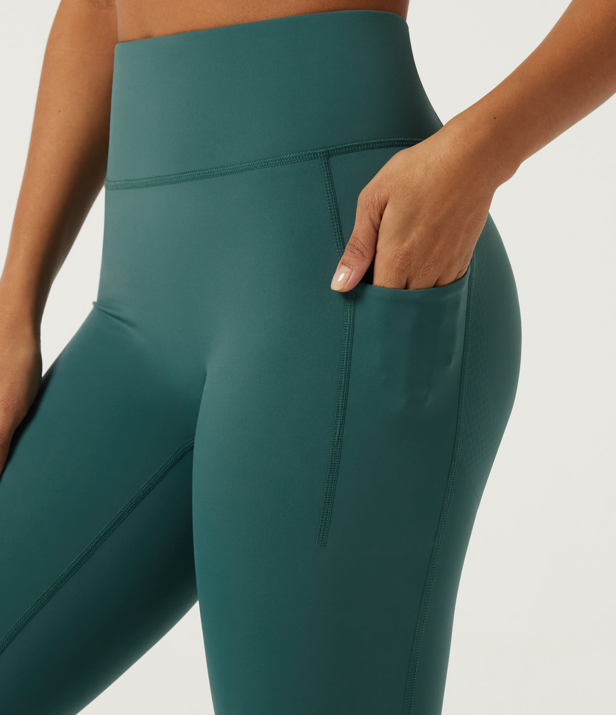 Speedwave Air High Waisted Skinny Contrast Mesh Running Leggings with Pockets — Viridian — view 5