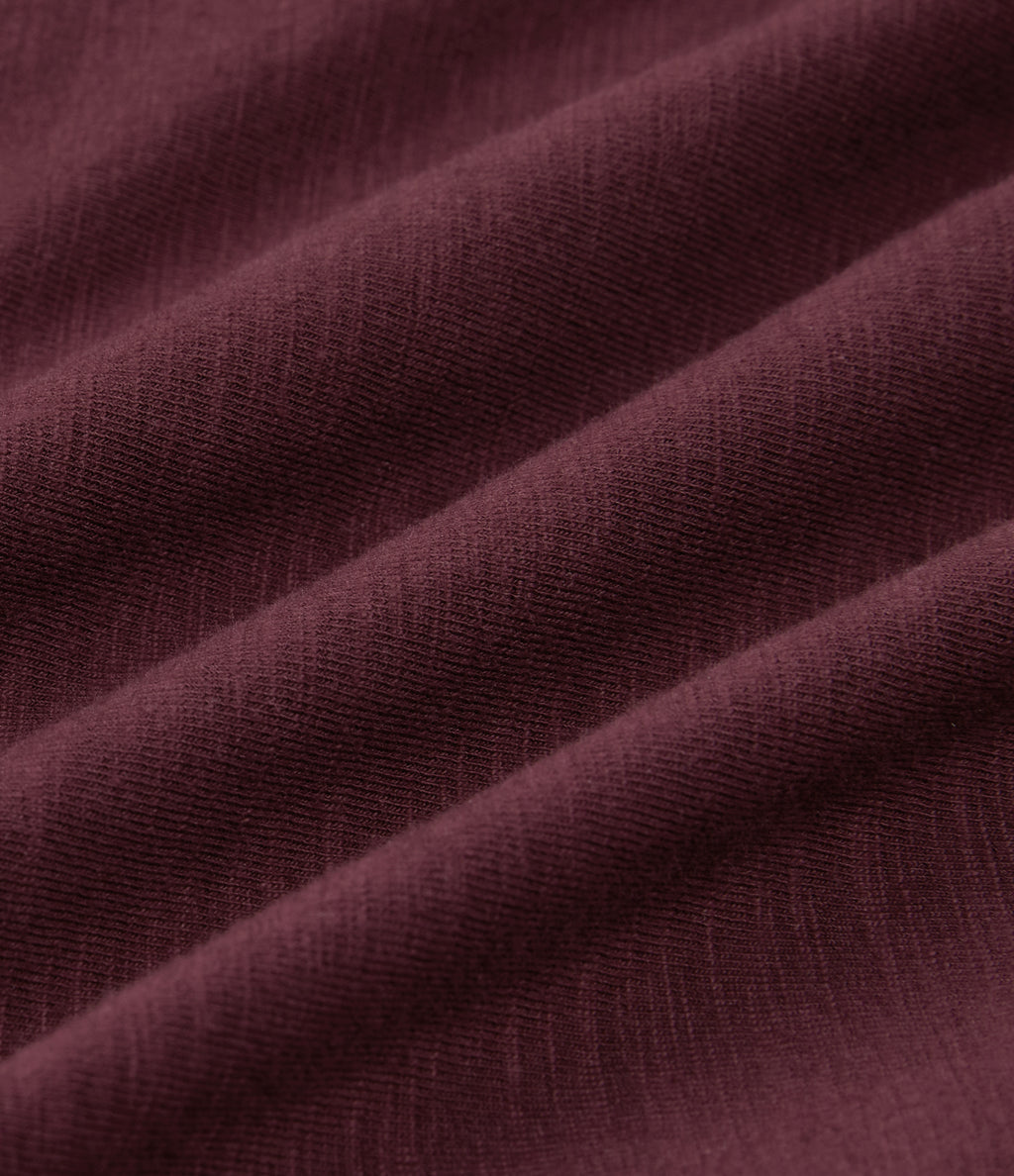 Round Neck Raglan Long Sleeve Cotton Casual T-Shirt — Burgundy — view 8