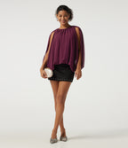 Round Neck Sleeveless Plaid Party Shirt — Maroon Banner — view 7