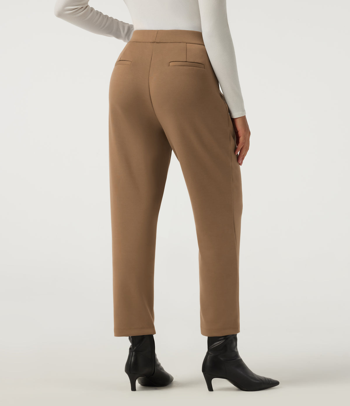 High Waisted Tapered Work Trousers with Pockets — ochre brown — view 2