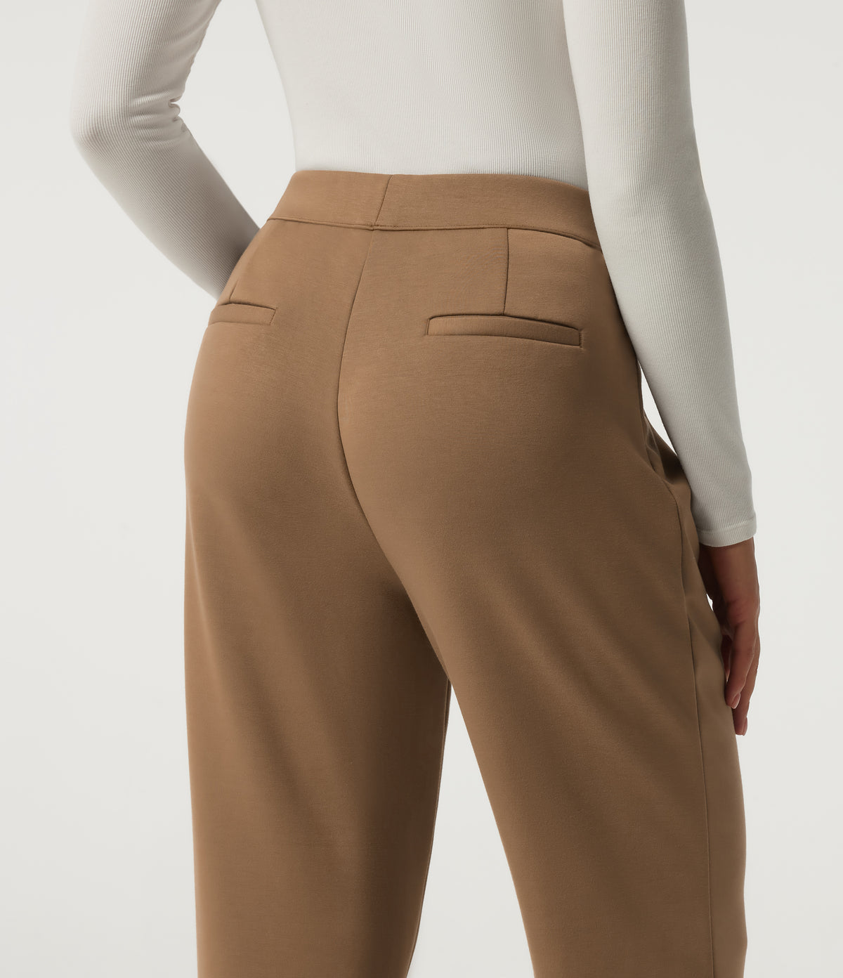 High Waisted Tapered Work Trousers with Pockets — ochre brown — view 5