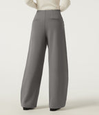 Mid Rise Barrel Leg Fleece Work Trousers with Pockets — Silent Storm — view 2