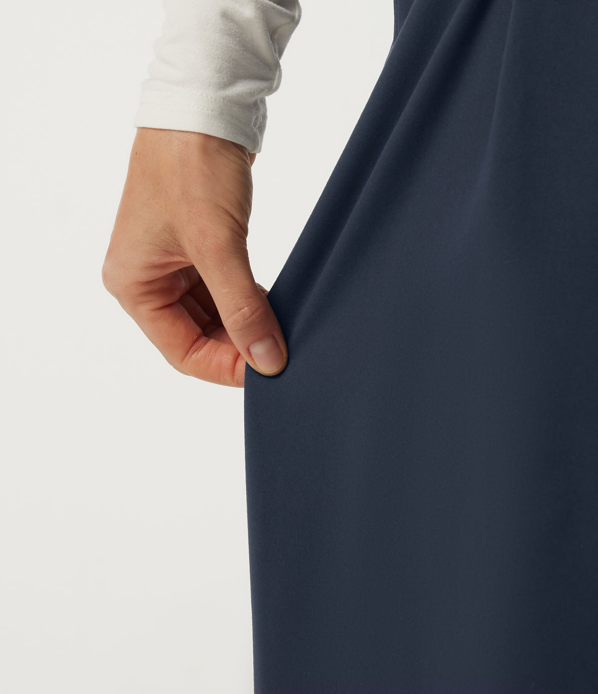Mid Rise Barrel Leg Asymmetric Work Trousers with Pockets — Midnight Blue — view 5