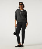 Mid Rise Skinny Casual Trousers with Pockets — Black — view 7