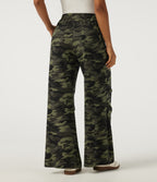 Mid Rise Baggy Drawstring Camo Waffle Casual Trousers with Pockets — Woodland Edge Camo — view 2